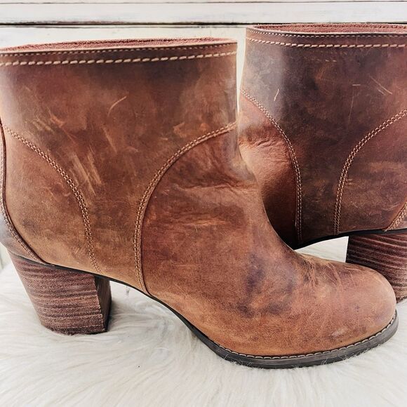 Timberland Earthkeepers Brown Leather Wooden Heel Half Chaps Ankle Booties - 9.5 - Picture 4 of 8